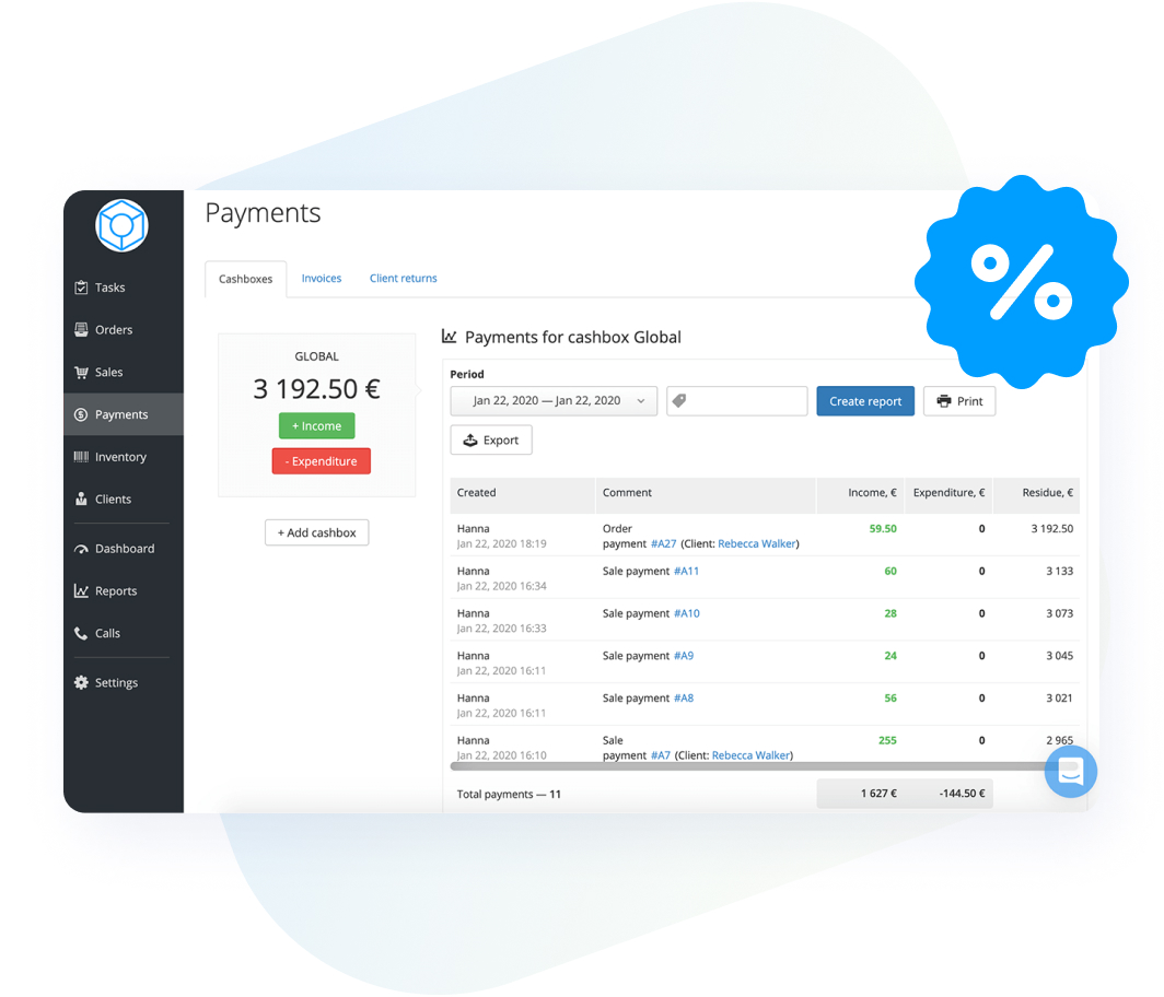 Payments in Cashbox Payments in Cashbox